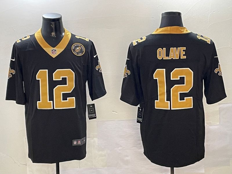 Men New Orleans Saints #12 Olave Black Second generation 2024 Nike Limited NFL Jersey style 3